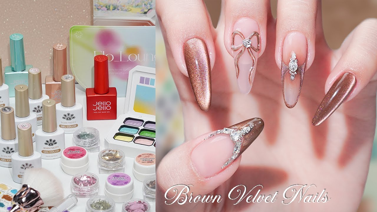 Make Nails ASMR | Nail Art Tutorial | Brown Velvet Nails for Autumn 🍂 Self Nail | 네일아트 | 셀프네일 | 손톱연장