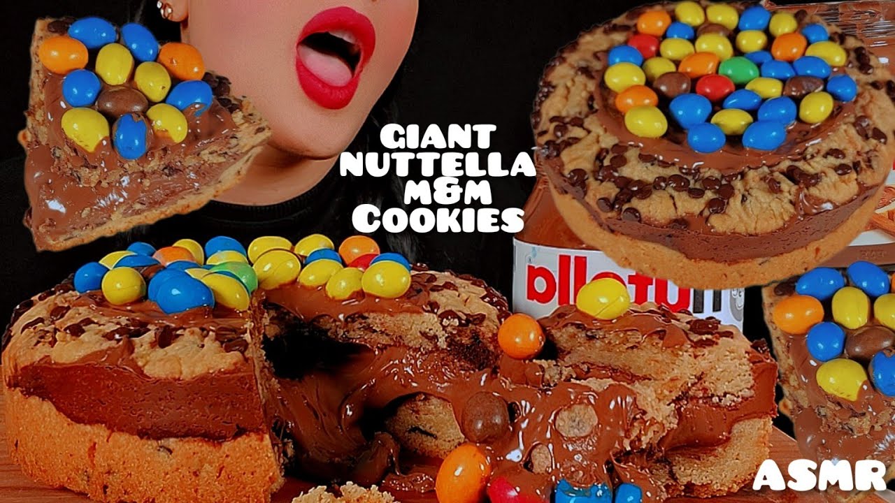 🍫Nutella M&M's cookies pie with milk ASMR🍪👅🥛먹방 누텔라 M&M 쿠키 우유 파이|Notalking 🐾