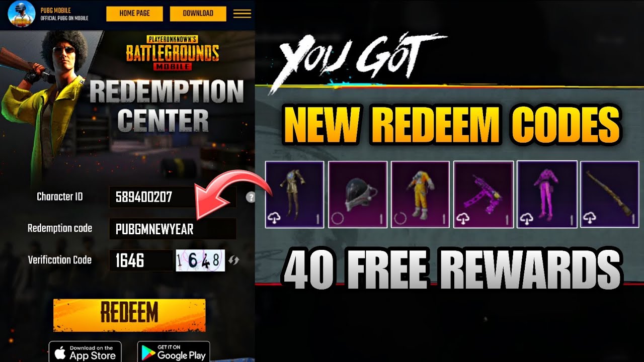 🔴 PUBG MOBILE NEW REDEEM CODES | FREE 40 REWARDS IN PUBG MOBILE | PUBG MOBILE NEW YEAR REDEEM CODES