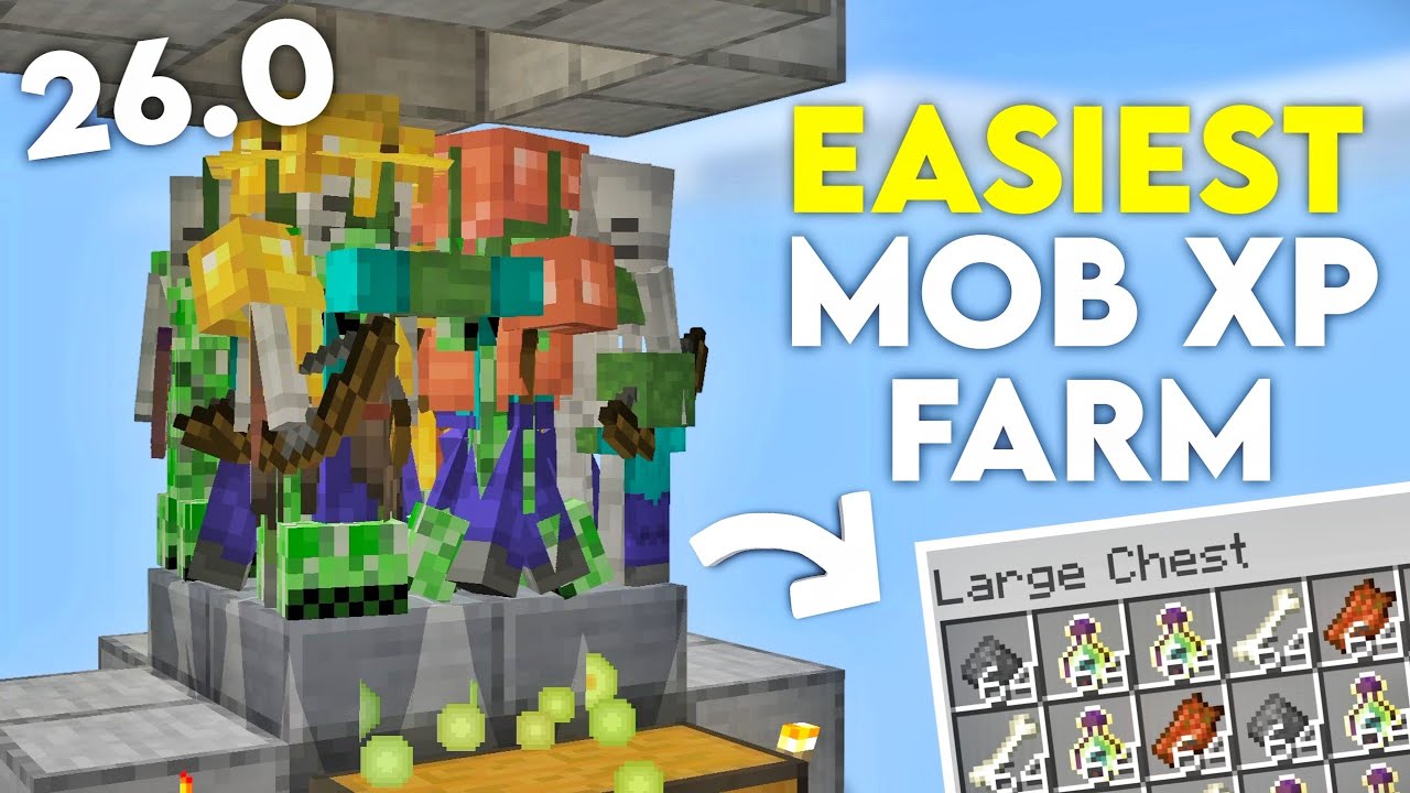 NEW!! 26.0 EASIEST MOB XP Farm for Minecraft Bedrock!