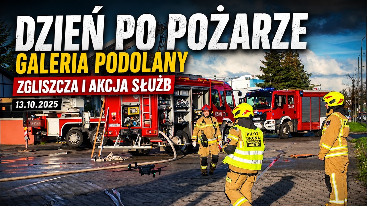 Galeria Podolany w Poznaniu DZIEŃ PO POŻARZE. Zgliszcza i akcja służb | 13.10.2025 #Poznań #Podolany