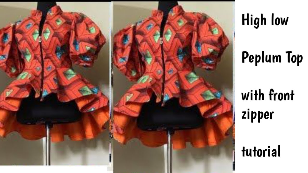 High low peplum top with front zipper tutorial