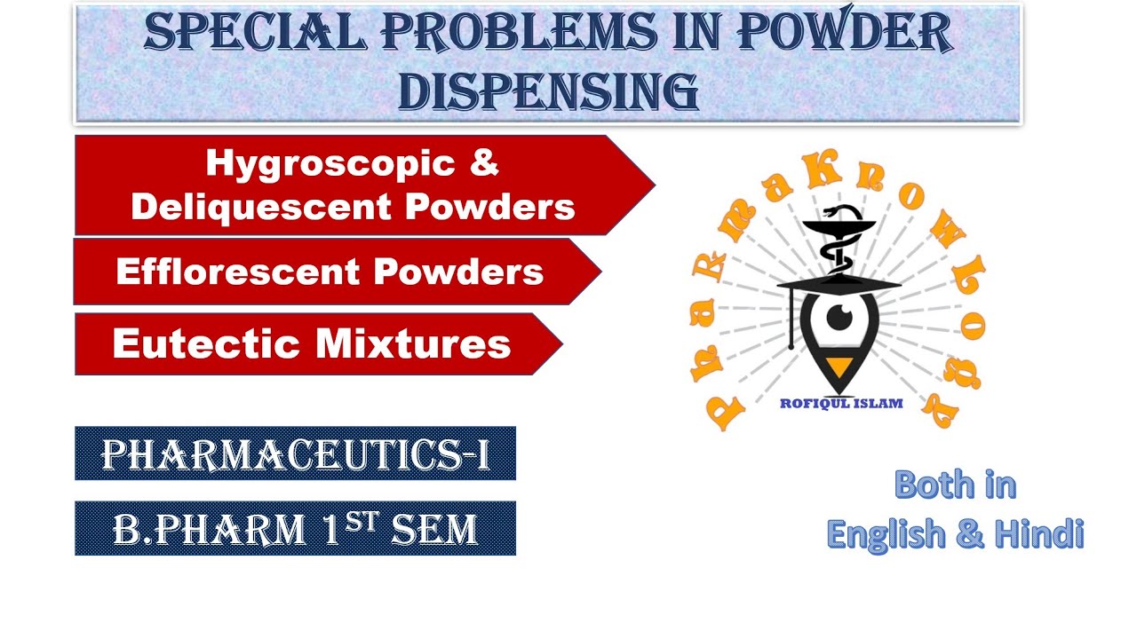 Powder Dispensing | Eutectic mixtures | Hygroscopic powders |Deliquescent | Efflorescent powders