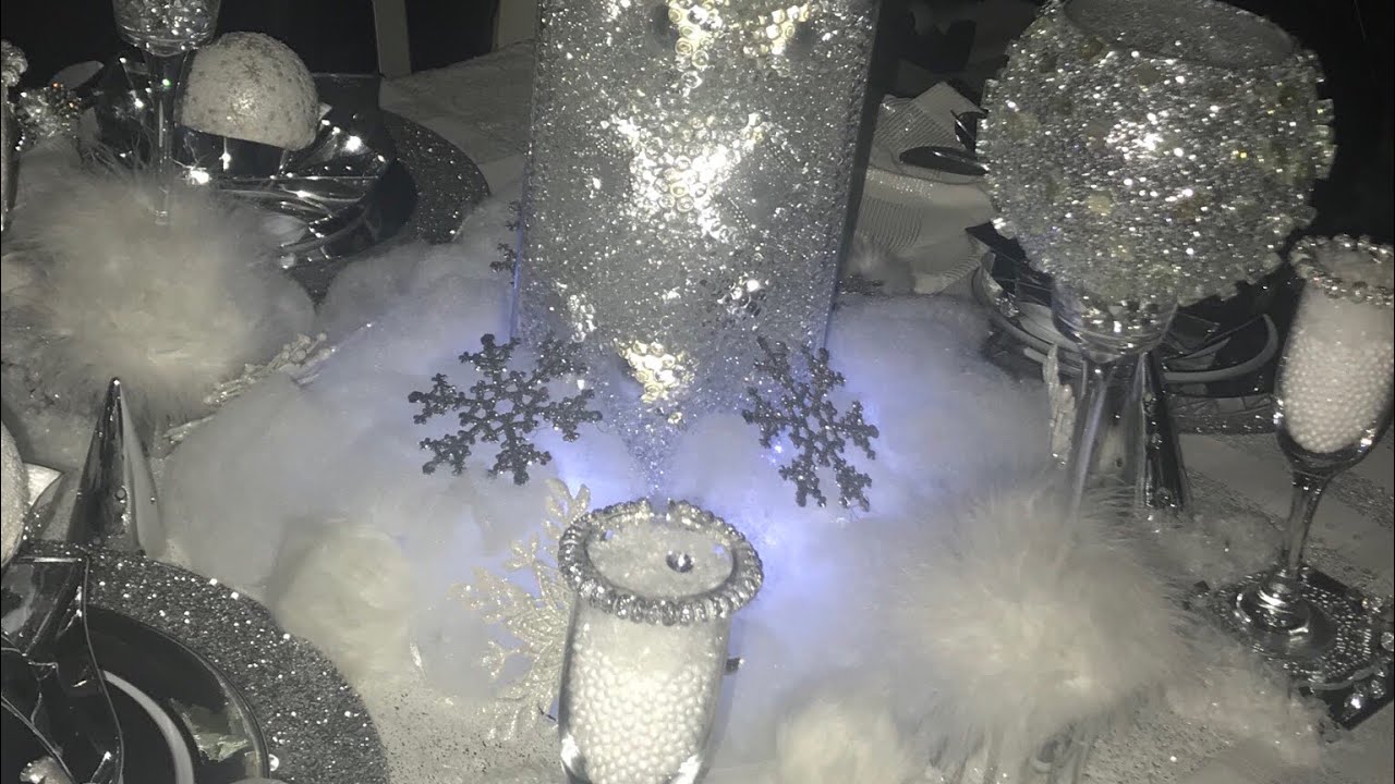 WINTER WONDERLAND HOLIDAY TABLE DECOR FOR LESS 2017/2018/DOLLAR TREE DIY/CHYMARIE/TABLESCAPING