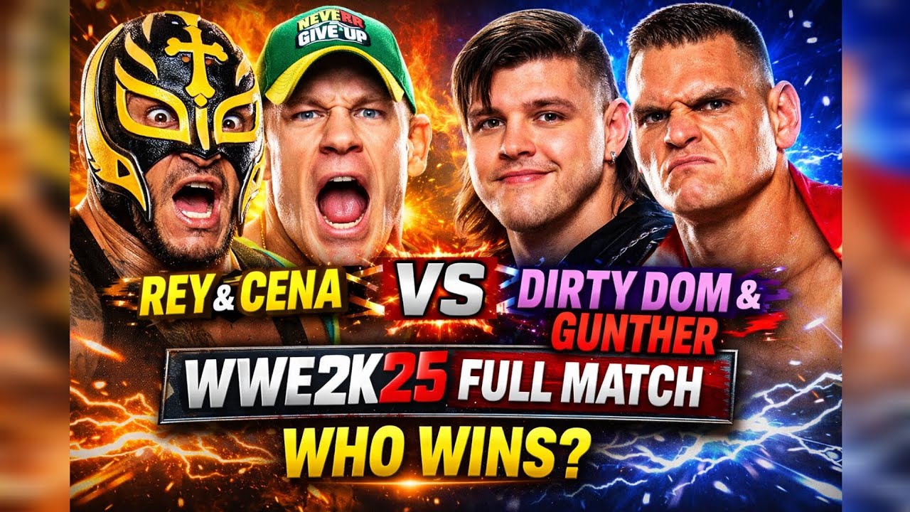 ⭐ 📺 WWE2K25 – Epic Tag Team Battle: Rey Mysterio & John Cena vs Dirty Dom & Gunther (Full Match) 