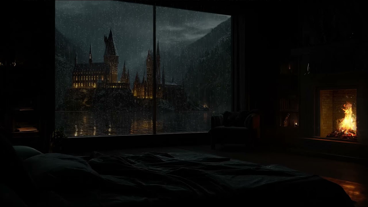 Rainy Night in a Forest Castle Cabin 🌧️🔥 Cozy Rain & Thunder Sounds for Deep Healing Sleep