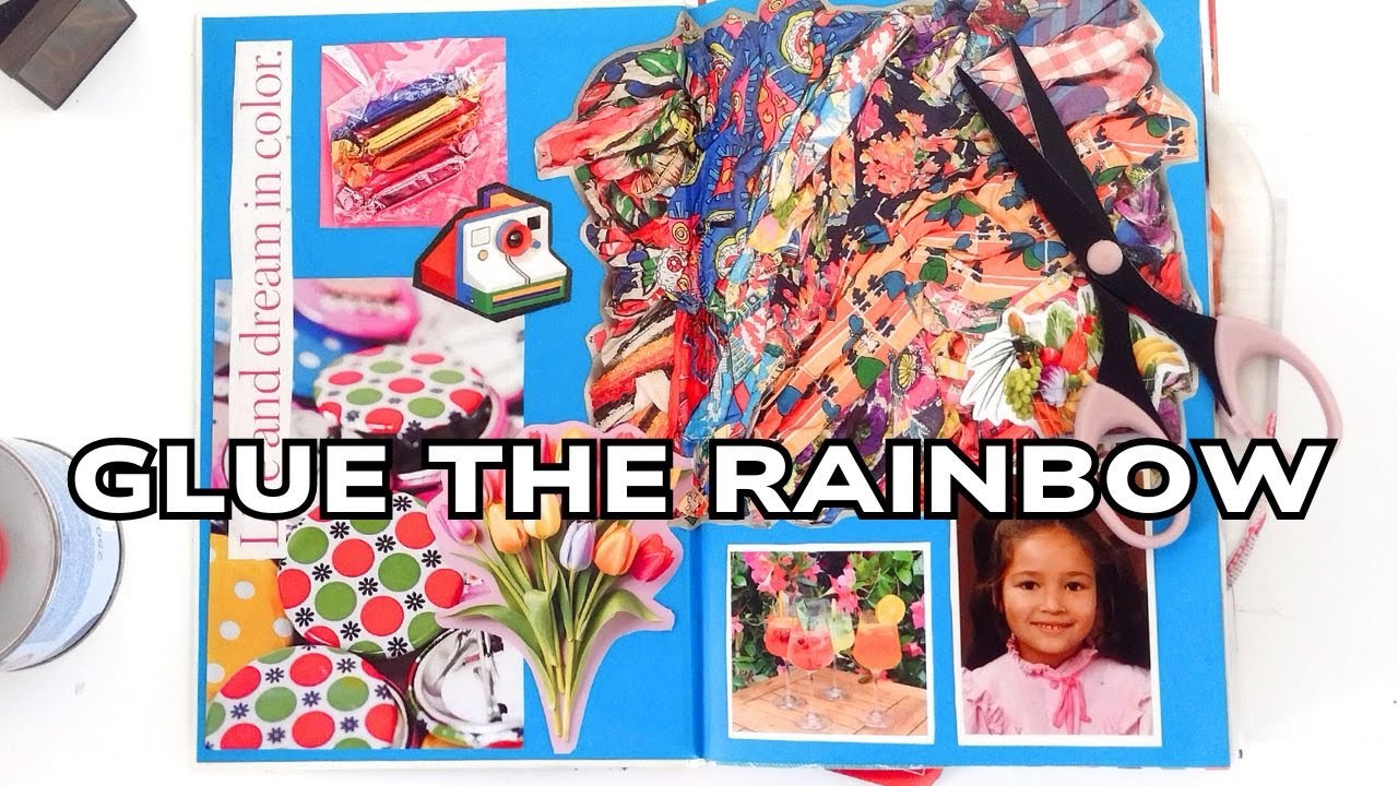Gluebook With Me: Rainbow Color Junk Journal Session - Part 1 Ideas and Inspiration