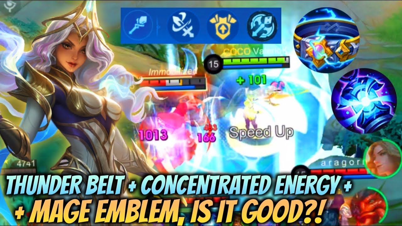 ESMERALDA WITH MAGE EMBLEM + THUNDER BELT + CONCENTRATED ENERGY! IS IT GOOD?! | Valesmeralda | MLBB