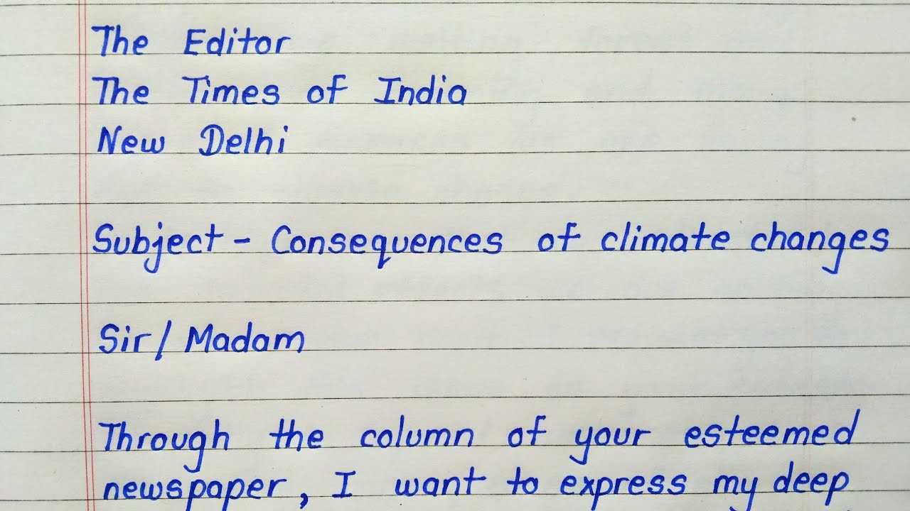 Letter to editor on climate change