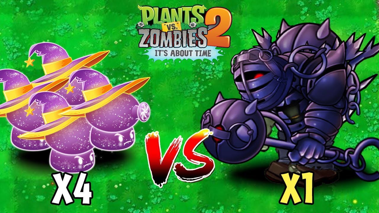 PvZ 2 Challenge - Random Team 4 Plants use 5 POWER UP Vs Obsidian Gargantuar Zombie