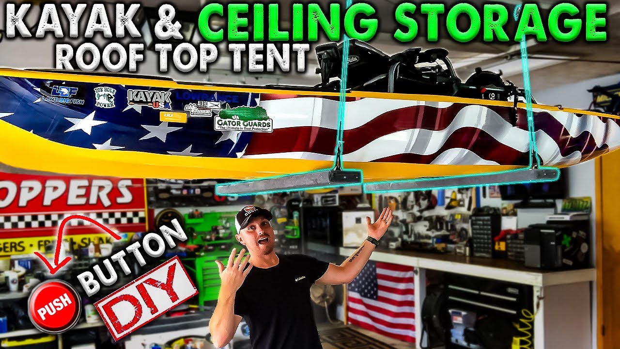 Kayak & Roof Top Tent Lift | Push button garage storage | EASY | DIY 2020