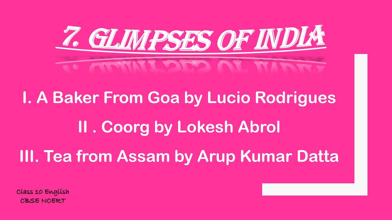 Glimpses of India | Class 10 | English | First Flight | CBSE | NCERT | In Tamil