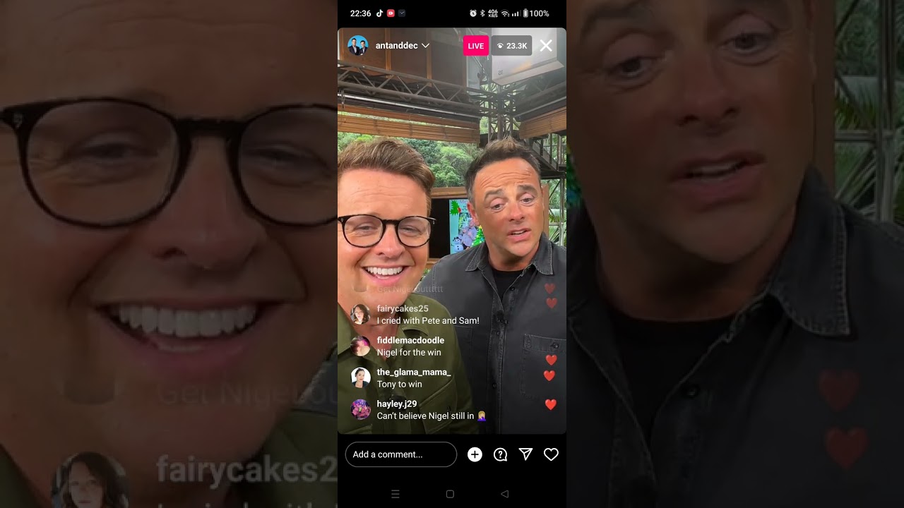 I'm a celebrity get me out of here Instagram live ant and Dec. 8.12.23 s23e20