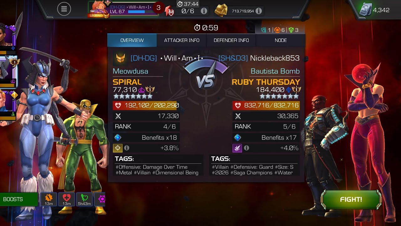 AW Season 67. Spiral vs Ruby Thursday on Node 47 Missing in Action / Return Policy / Fight or Flight