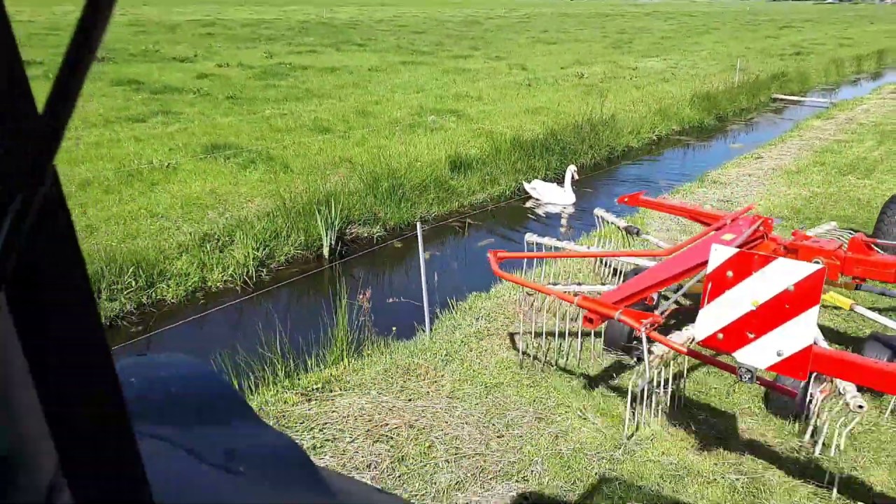 Boer Gerrit vlogt - Rakelings met de maaier, schudder en cirkelhark langs jonge zwanen