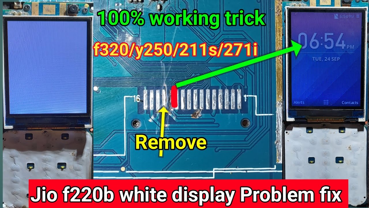 jio f220b white display jumper solution | jio f220 white lcd problem | jio f320b y250 211s