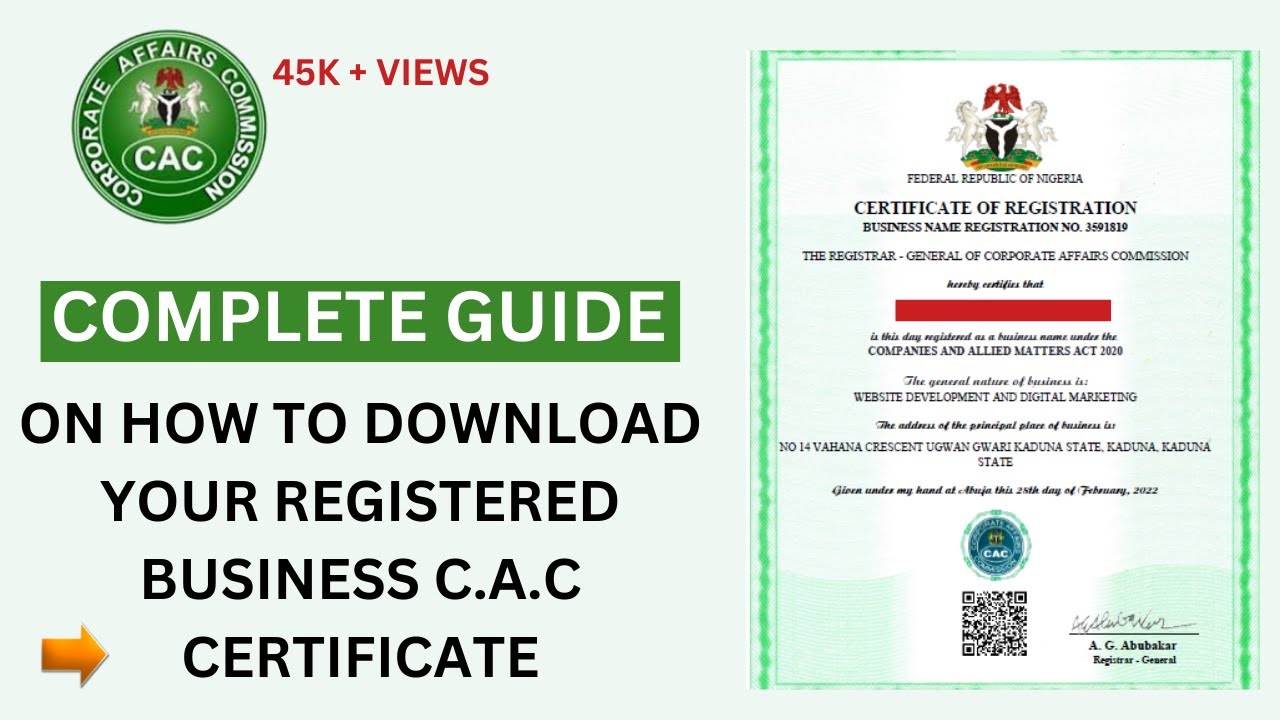 HOW TO DOWNLOAD YOUR REGISTERED BUSINESS CAC CERTIFICATE
