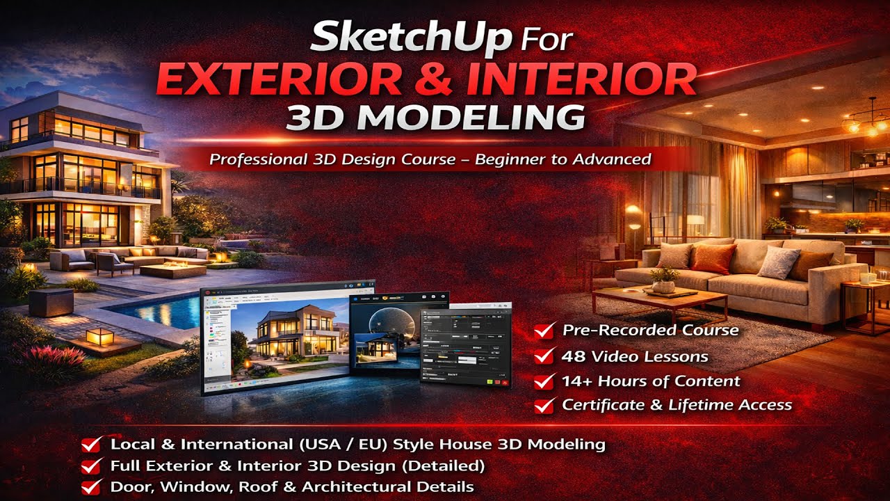 Sketchup For Exterior and Interior 3D Modeling Rendering Animation Full Bangla Course | FAB 03