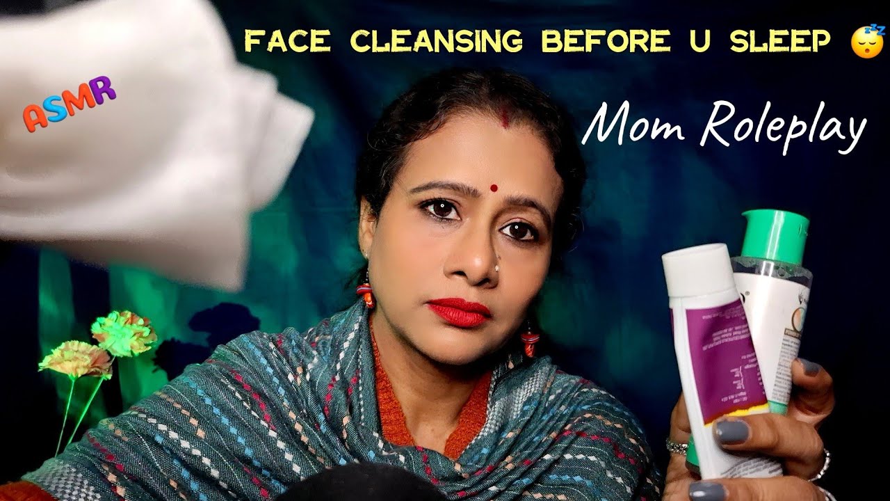 ASMR Mom Roleplay~ Cleanses Your Face & Does Night Skincare Before Bed | Dearly ASMR | hindi asmr