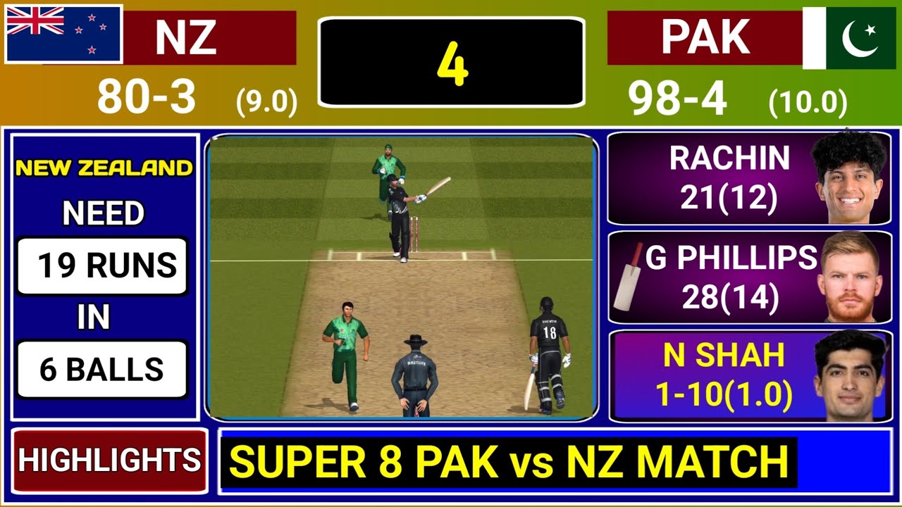 PAK vs NZ T20 World Cup Super 8 Full Match Highlights |  Fan Made Score & Commentary