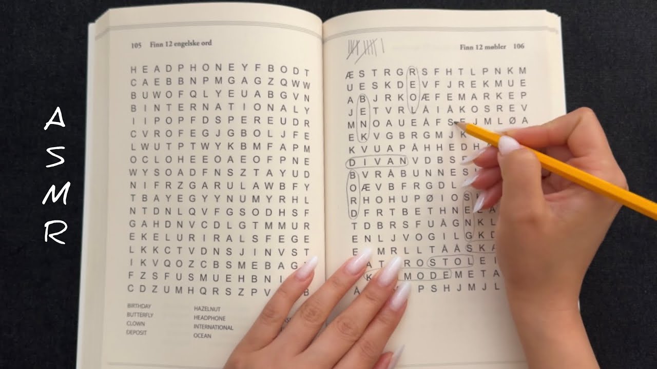 ASMR | Word Search in Norwegian ✏️📄 (Whispers, Paper & Pencil Sounds)