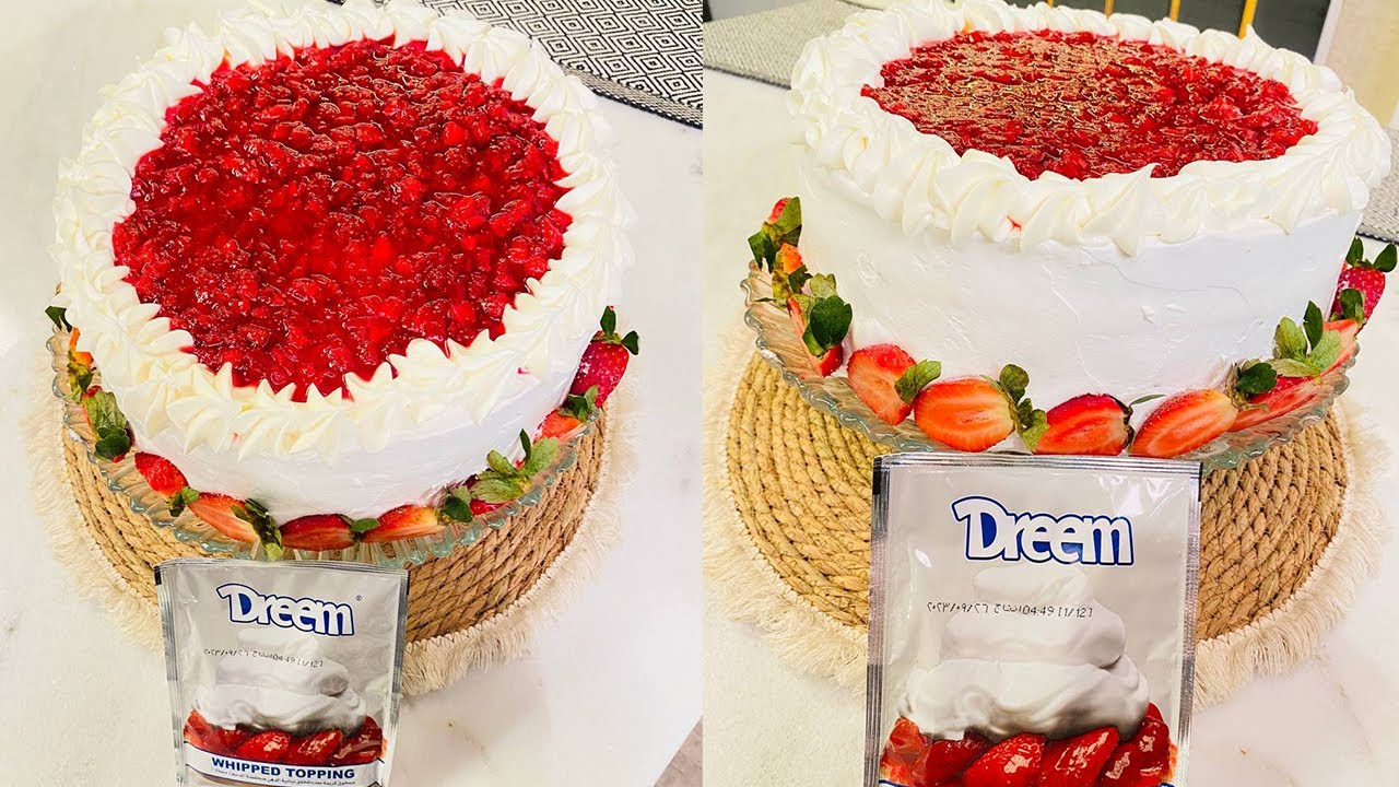 طريقة عمل تورتة بالكريمة والفراولة | العزومة مع الشيف فاطمة أبو حاتي