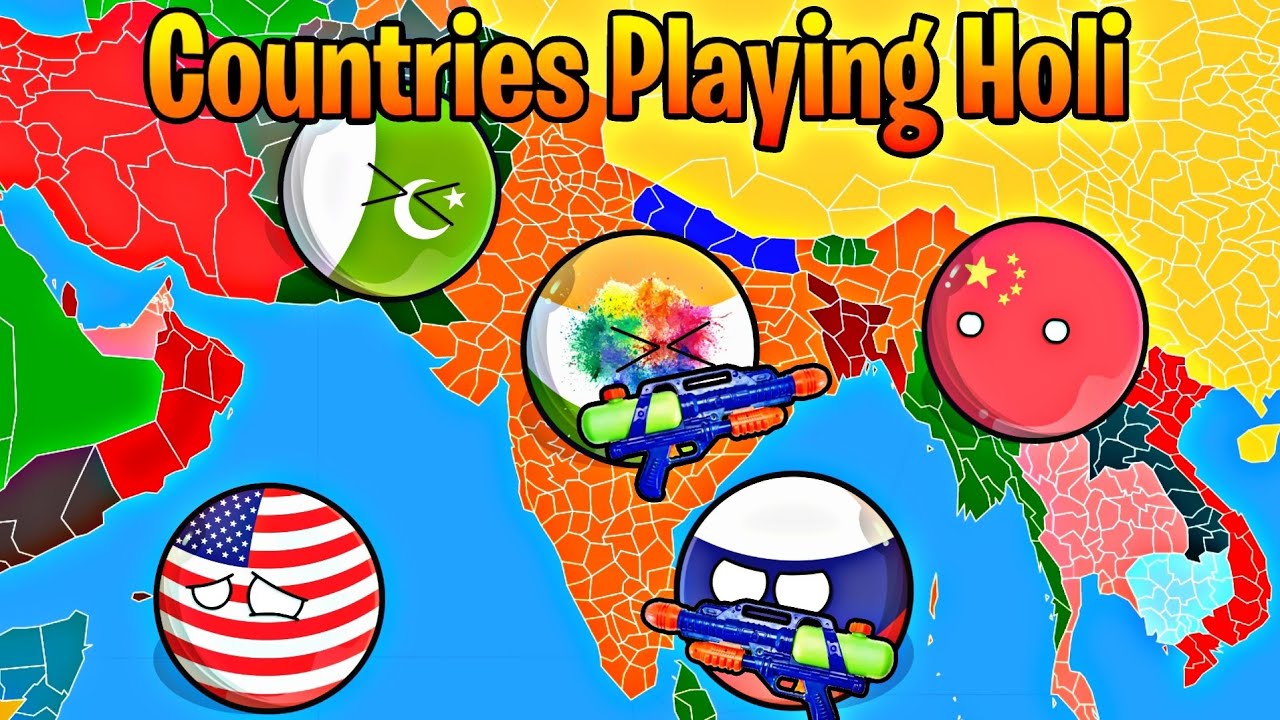 Countries Playing Holi 😂 [Interesting and Funny]😂😂#countryballs #worldprovinces