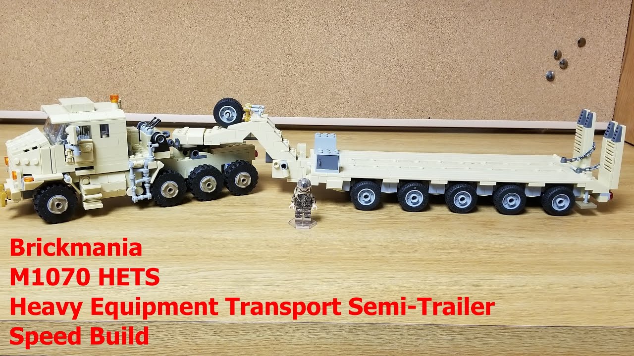 Brickmania M1070 HETS - Heavy Equipment Transport Semi-Trailer Speed build, Custom Military Lego