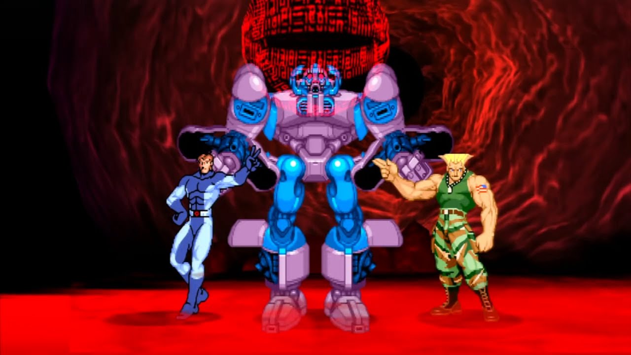 Marvel VS Capcom 2 - Iceman/Sentinel/Guile - Expert Difficulty Playthrough