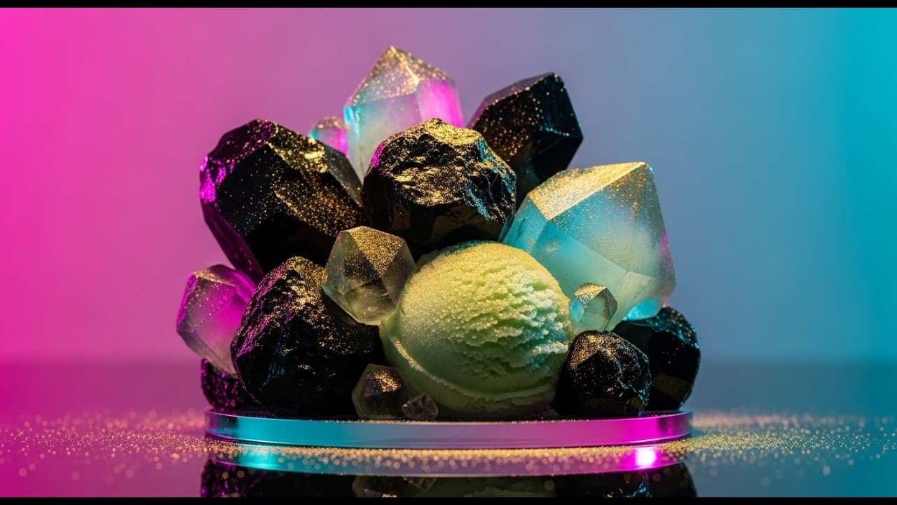 $10,000 EDIBLE ART: Obsidian & Fluorite Ice Cream ASMR Sculpture | The Ultimate Crystal Cuisine