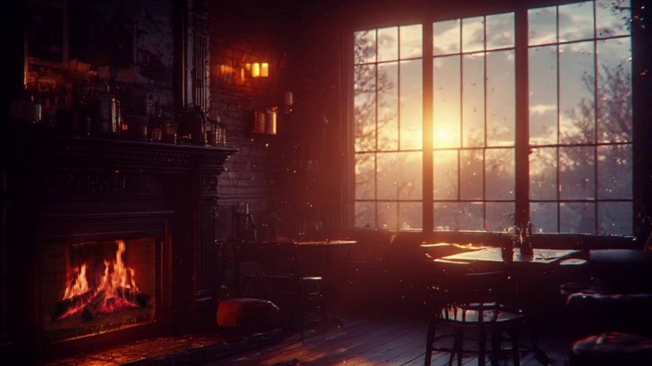 Jazz Café Sunrise Session 🌅🎷 | Fireplace & Coffee Shop Relaxation Mood 🔥☕