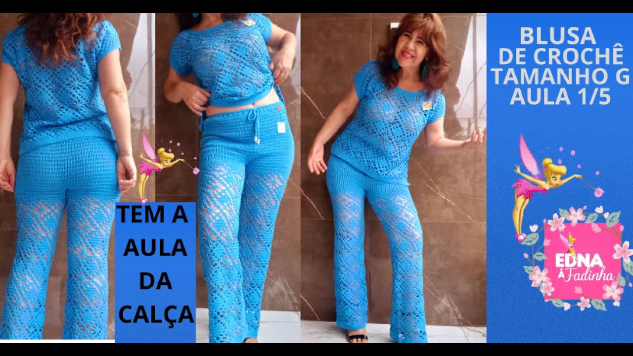 BLUSA ARANHA DE CROCHÊ TAMANHO G  AULA- 1/5