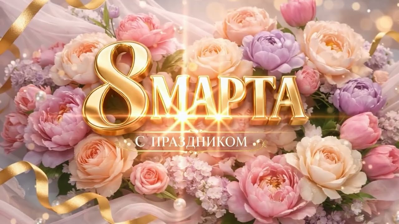 8 марта – красивая видеозаставка с цветами. Идеально для концерта,  праздничного мероприятия