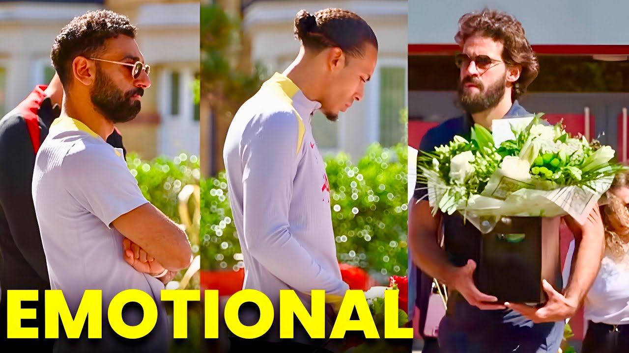 Liverpool Players Lay Flowers For Diogo Jota Outside Anfield