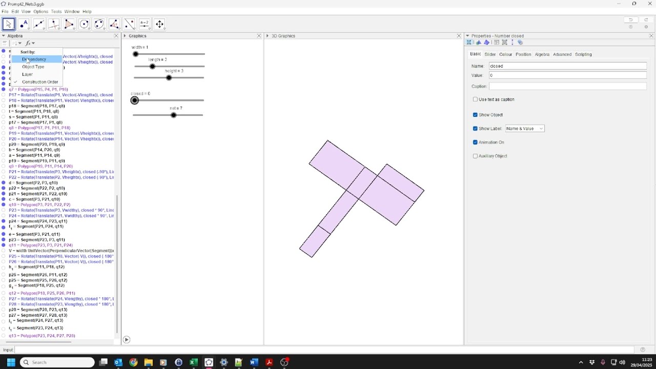 Animate the net of a polyhedron opening and closing in GeoGebra #MathsAnimationTMiP Prompt 2