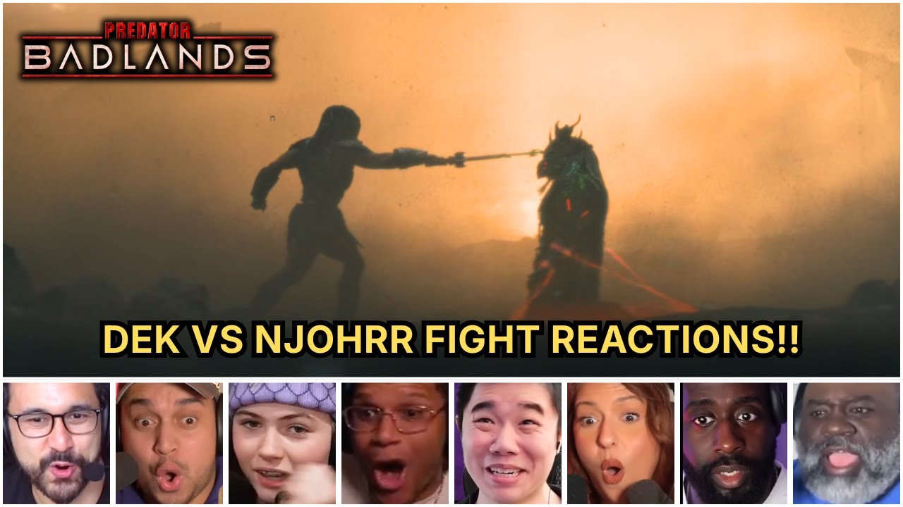 Reactors Reacting To Dek Vs Njohrr (Njohrr Death Scene) | Predator: Badlands Movie Reaction Mashup