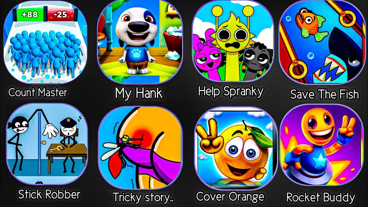Count Master,My Hank,Help Spranky,Save The Fish,Stick Robber, Tricky Story, Cover Orange