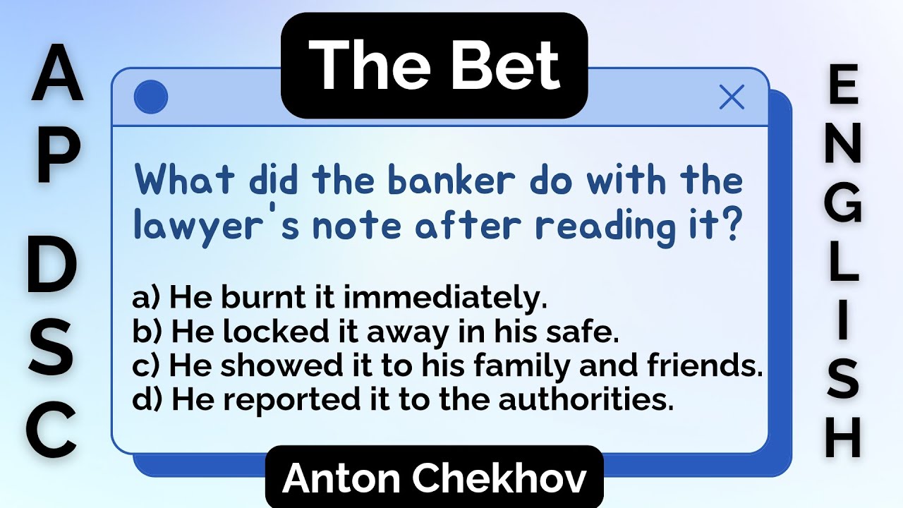 The Bet | Anton Chekhov | Short story | Practice Bits (MCQS) | English Literature