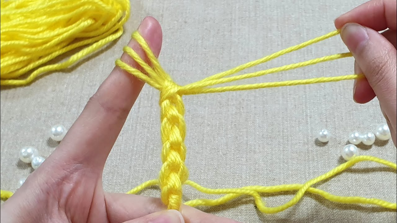 Super Easy Woolen Flower Making with Finger - Hand Embroidery Amazing Trick - DIY Wool Flower Design