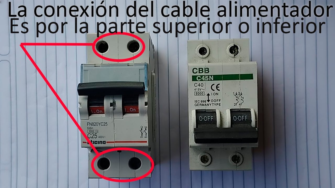 Por donde se conectan los cables de alimentación en una llave térmica - Por arriba o por abajo