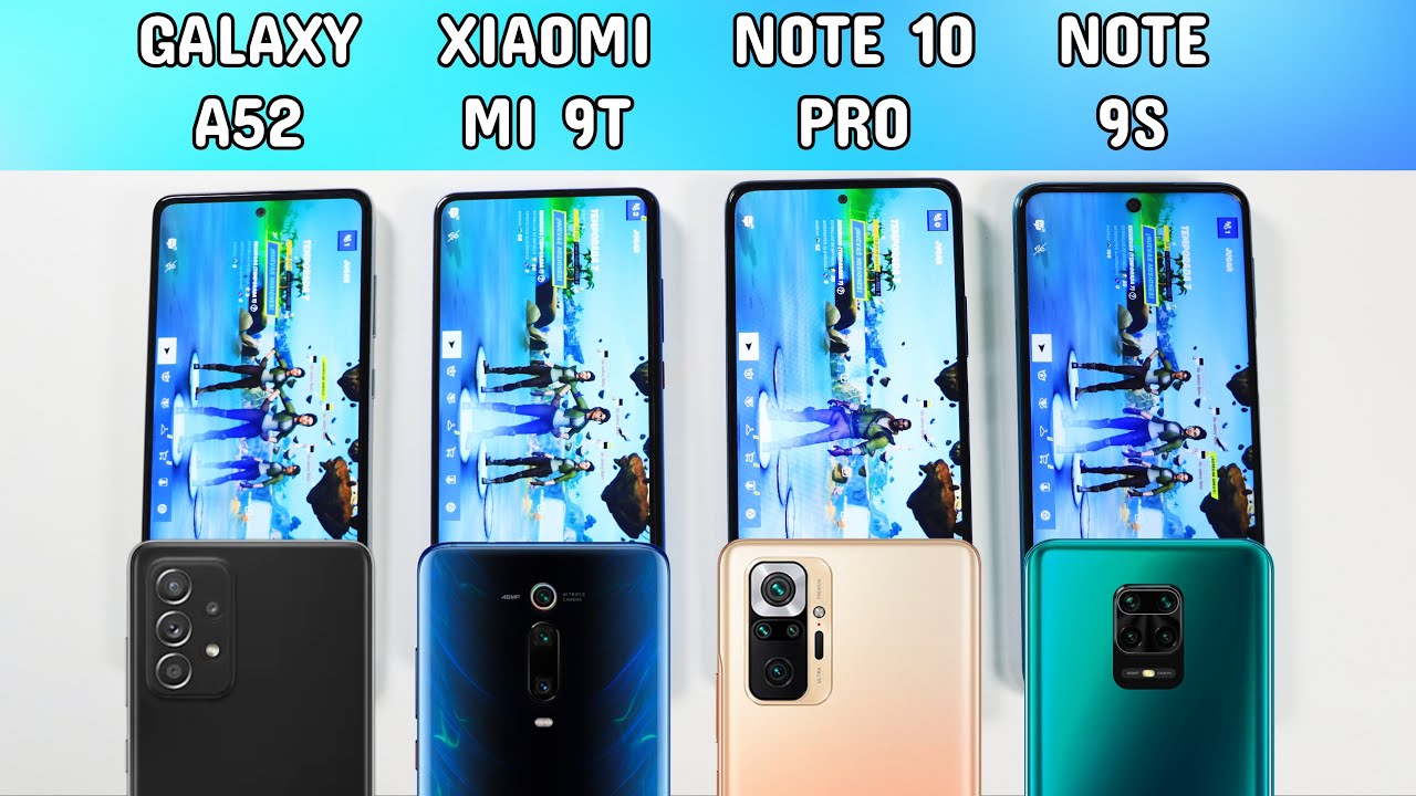 FORTNITE Redmi Note 10 Pro vs Galaxy A52 vs Redmi Note 9S vs Xiaomi MI 9T🔥Call Of Duty & Free Fire🔥😱