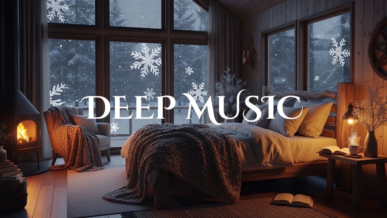 Deep Focus Winter Ambience | Soft Piano Jazz & Fireplace Sounds
