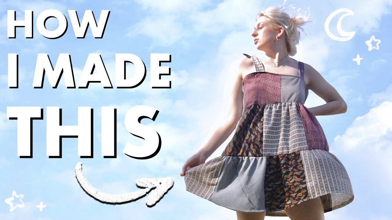How to Make a Patchwork Babydoll Dress! || Bandana/Quilt Dress DIY Tutorial (thrift flip/upcycle)