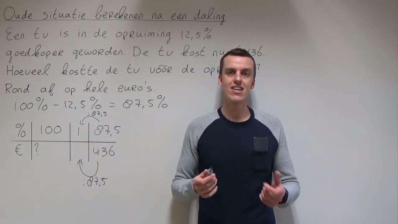 Oude situatie berekenen na een procentuele daling (3 VMBO-KGT & 4 VMBO-KGT)