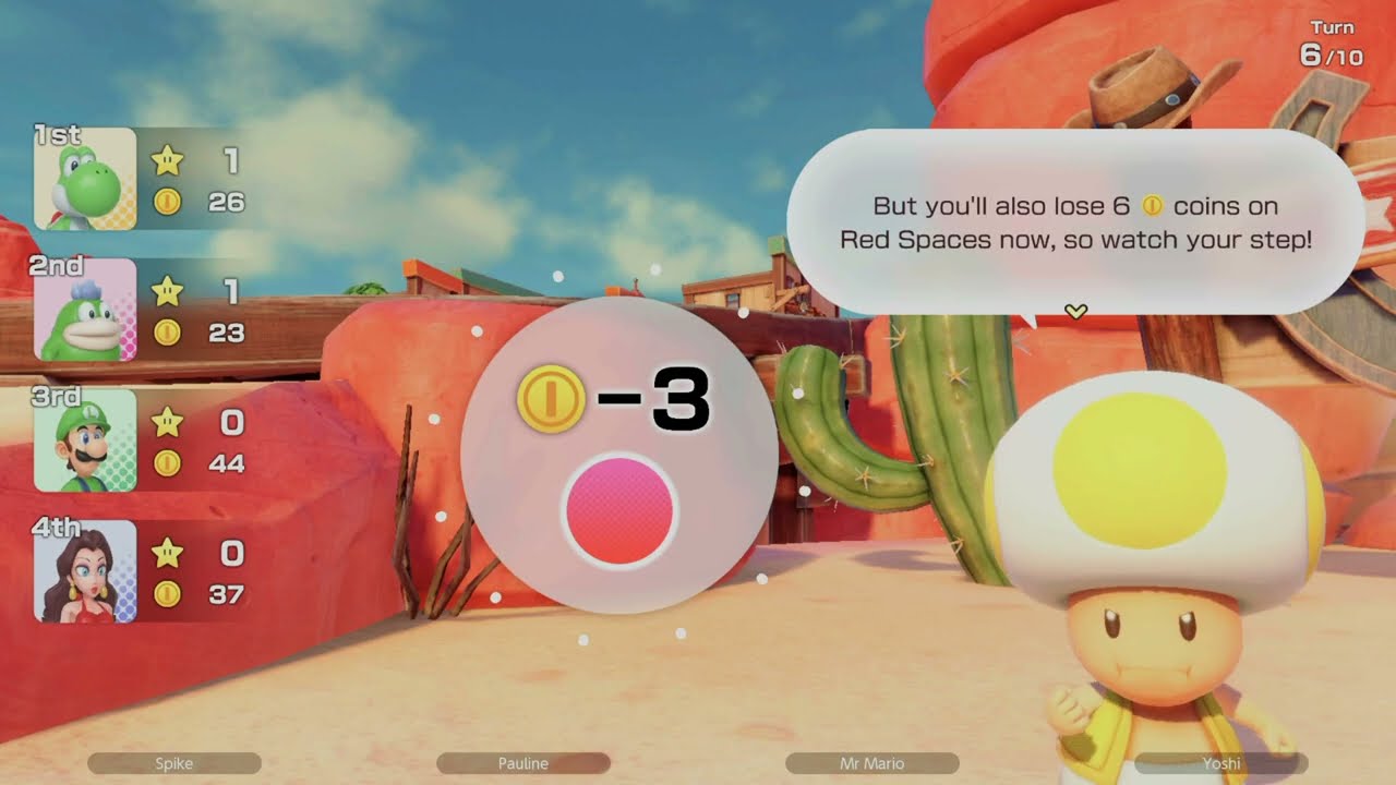 Super Mario Party Jamboree #110 - Luigi vs Spike vs Pauline vs Yoshi in Western Land