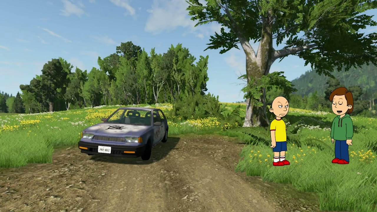 Caillou gets a car and crashes it
