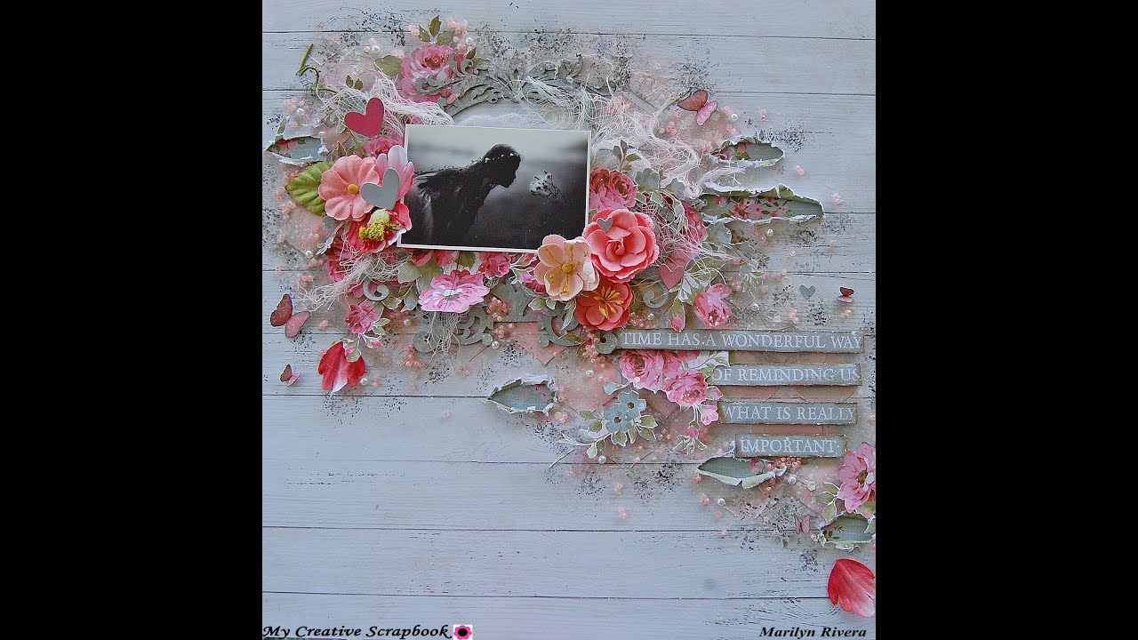 Mix Media Layout using Distress Oxide Inks techniques- Spanish Subtitles-My Creative Scrapbook