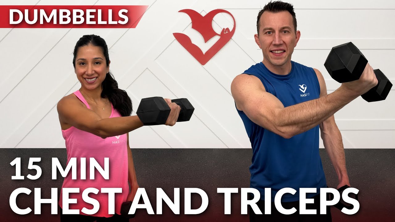 15 Min Dumbbell Chest and Triceps Workout at Home - Chest Workout for Women & Men