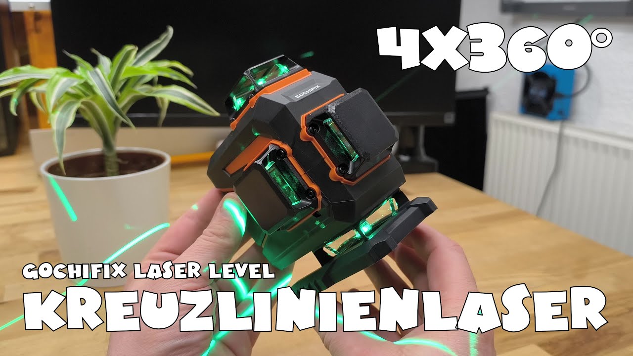 GOCHIFIX 4Dx360 16-Linien-selbstnivellierender grüner Kreuzlinienlaser