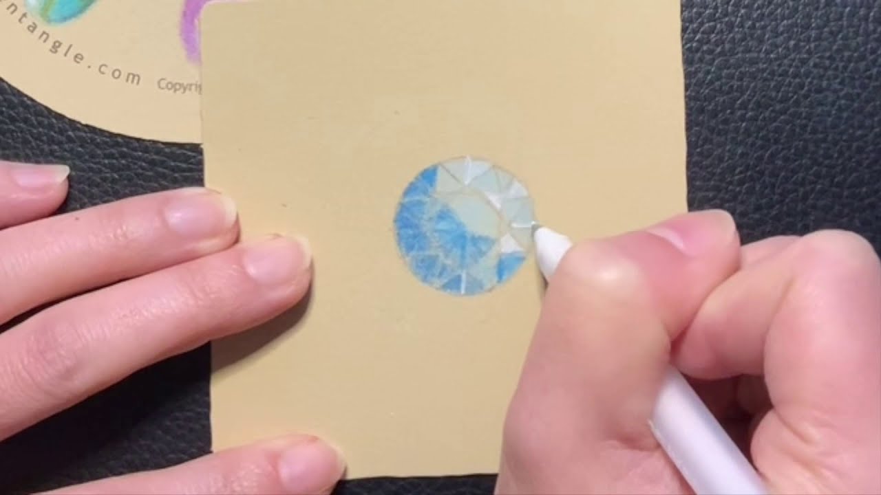 15分】宝石の描き方・塗り方／How to draw gems for Zentangle, mandala art & adult coloring
